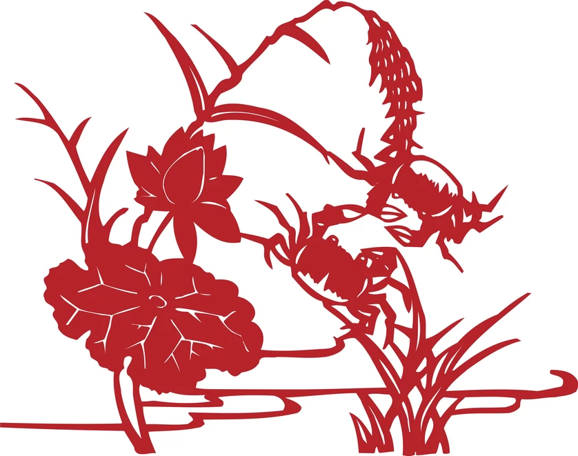 中国风传统民俗吉祥喜庆镂空剪纸窗花图案插画AI矢量PNG设计素材【058】